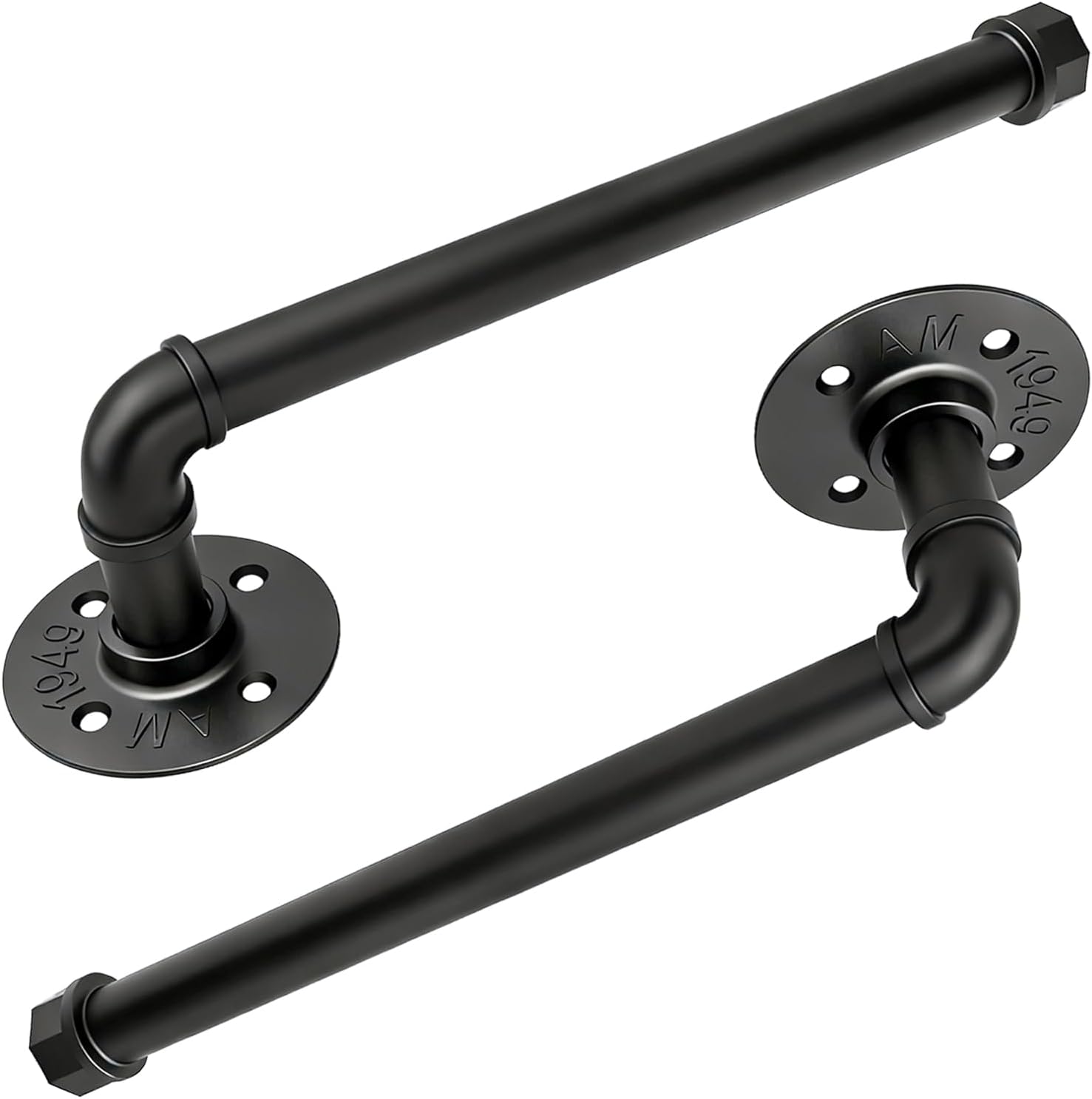 Industrial Style Duct Paper Towel Holder, Retro Country Style Paper Towel Holder, Heavy-Duty Duct roll Paper Holder, Suitable for Bathroom, Bedroom, Kitchen, and Outdoor use (Black). (2, 13 inch)