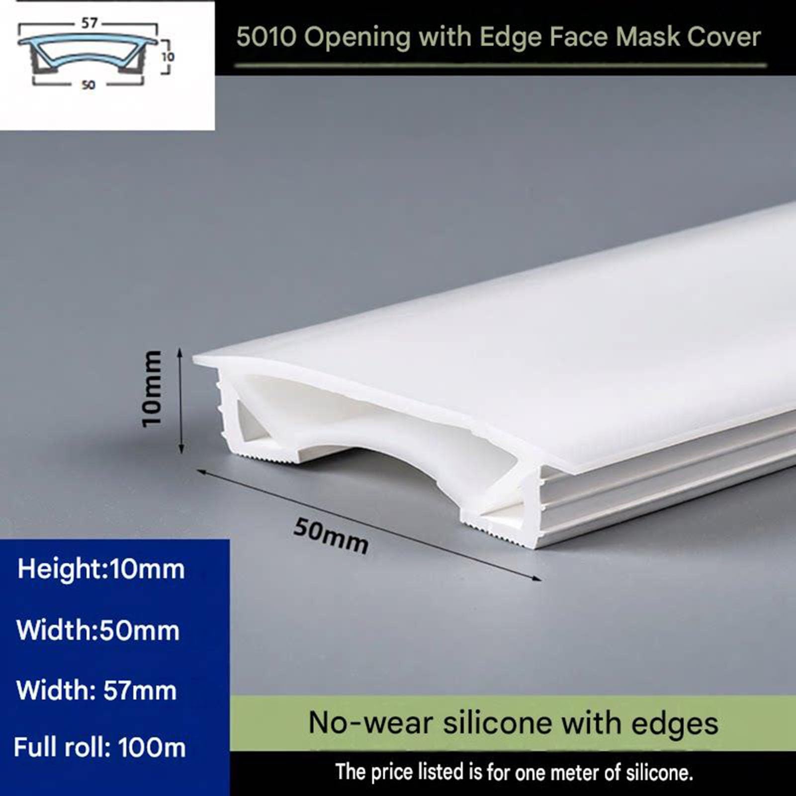 Lampada LED Flessibile In Silicone, Striscia Luminosa A Tubo Impermeabile, Sistema Di Canali In Silicone, Luci Al Neon A Corda Da 33 Piedi (10 M/pz), Piastra Di Copertura In Silicone(50mm*10mm*10m)