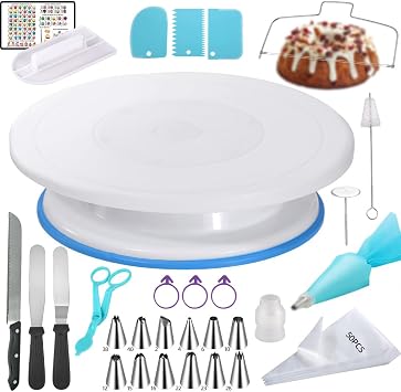 79PCS Cake Decorating Kit with Revolving Cake stand Turntable for Beginner