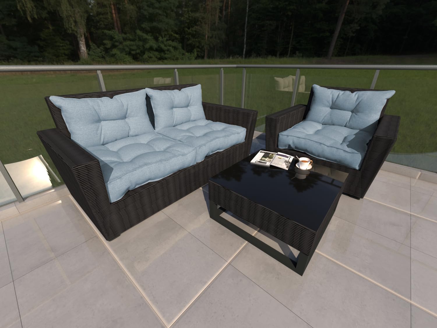 Cojín Cuadrado De 40x40x10 Cm Para Sillas De Jardín Y Terraza, Estilo étnico Azul, Algodón Y Lino, Acolchado Grueso