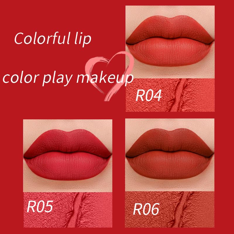 EOGRFW 3 Pcs Matte Lipstick,Red Lipstick For Women Long Lasting,Waterproof Lip Stick,Non Stick Cup Velvet Lipstick,Rich Colour Lipsticks For Women Girls,No Easy Fade(Dark Deep Red) - Image 2
