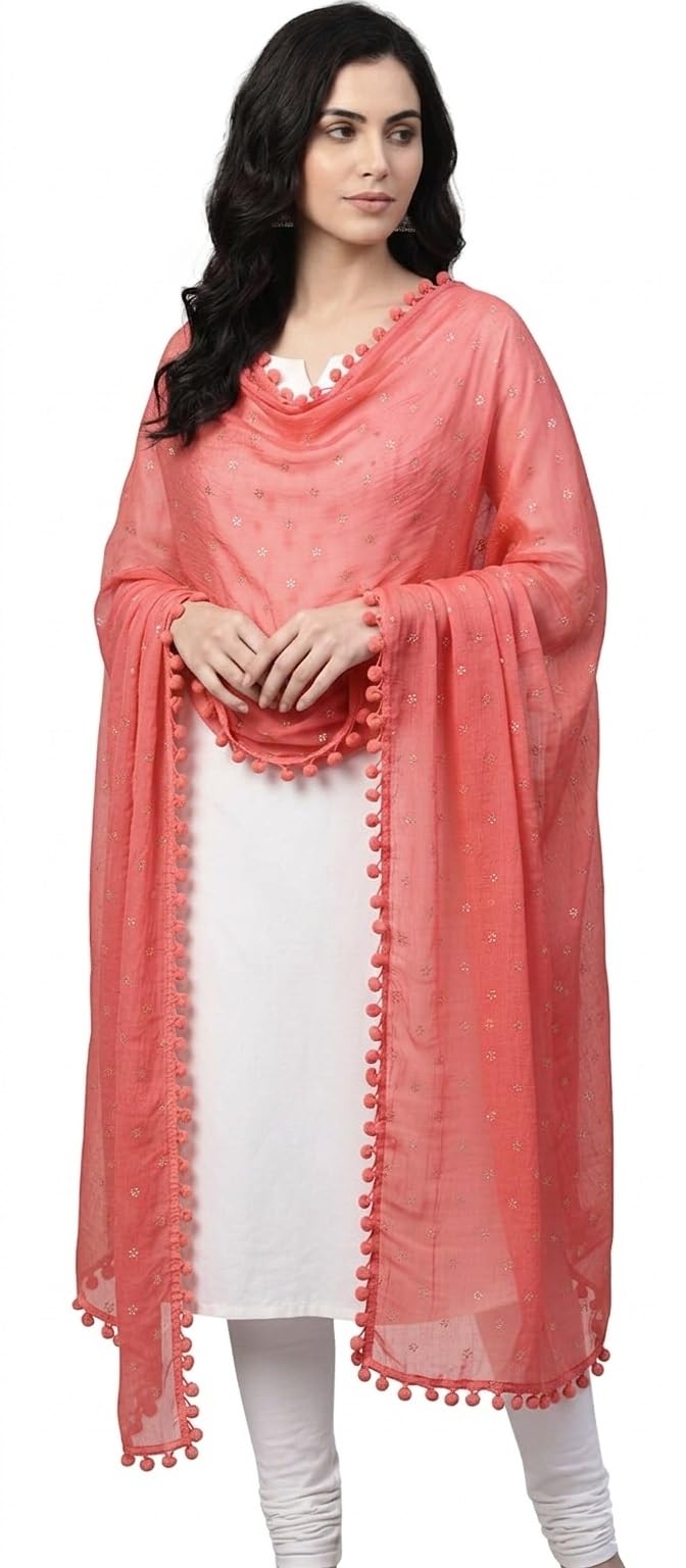 morrio Golden Foil Chiffon Dupatta for Women-picture-23