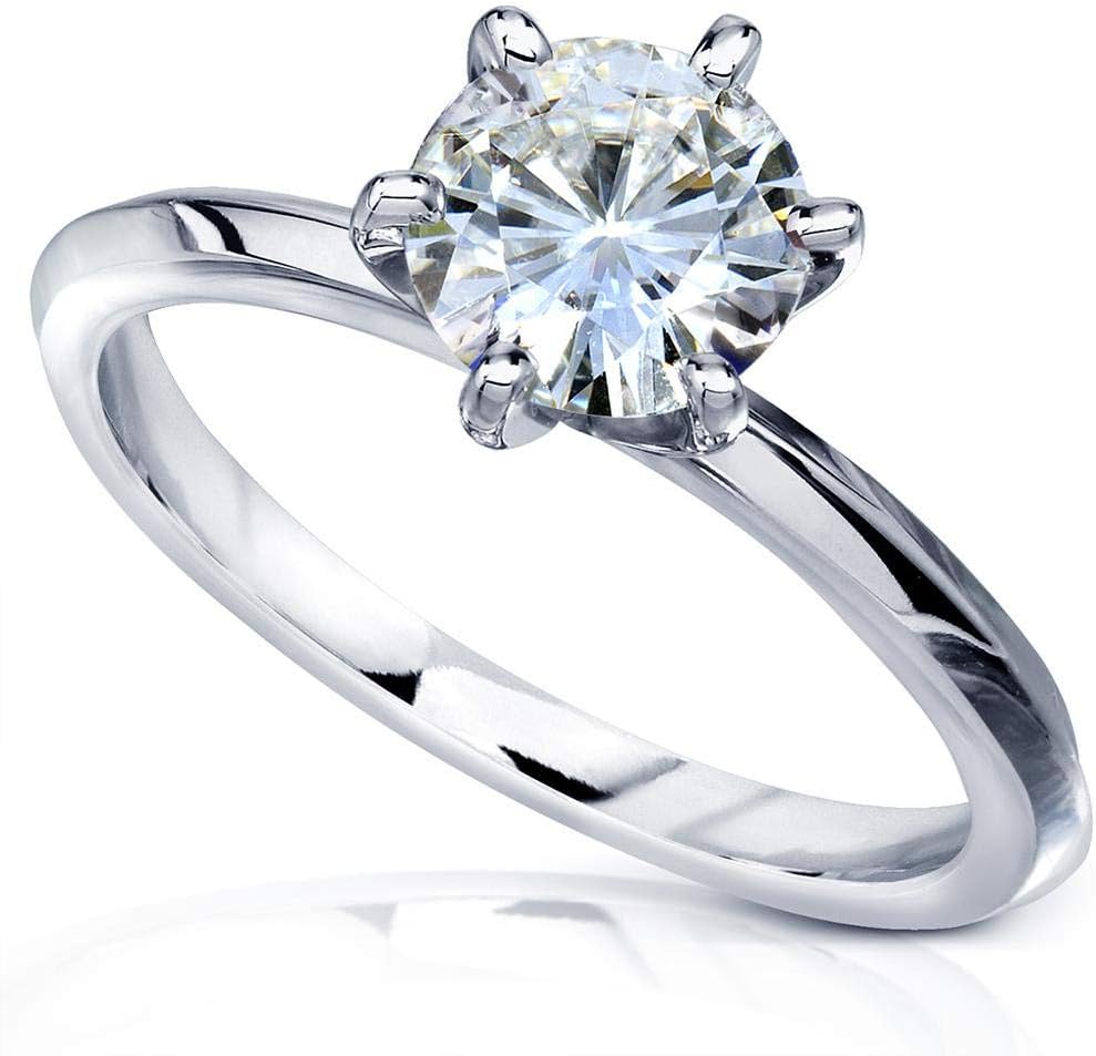 Kobelli Classic Solitaire Round Brilliant Moissanite Engagement Ring 1 Carat 14k White Gold (GH, VS)