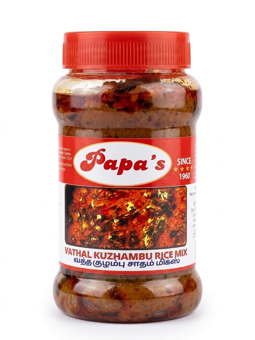 PAPAS VATHAL KUZHAMBU PICKLE 300gm[ MADE WITH GROUNDNUT OIL ] THE AUTHENTIC SOUTH INDIAN VATHAL KUZHAMBU FALVOURED PICKLE-picture-12