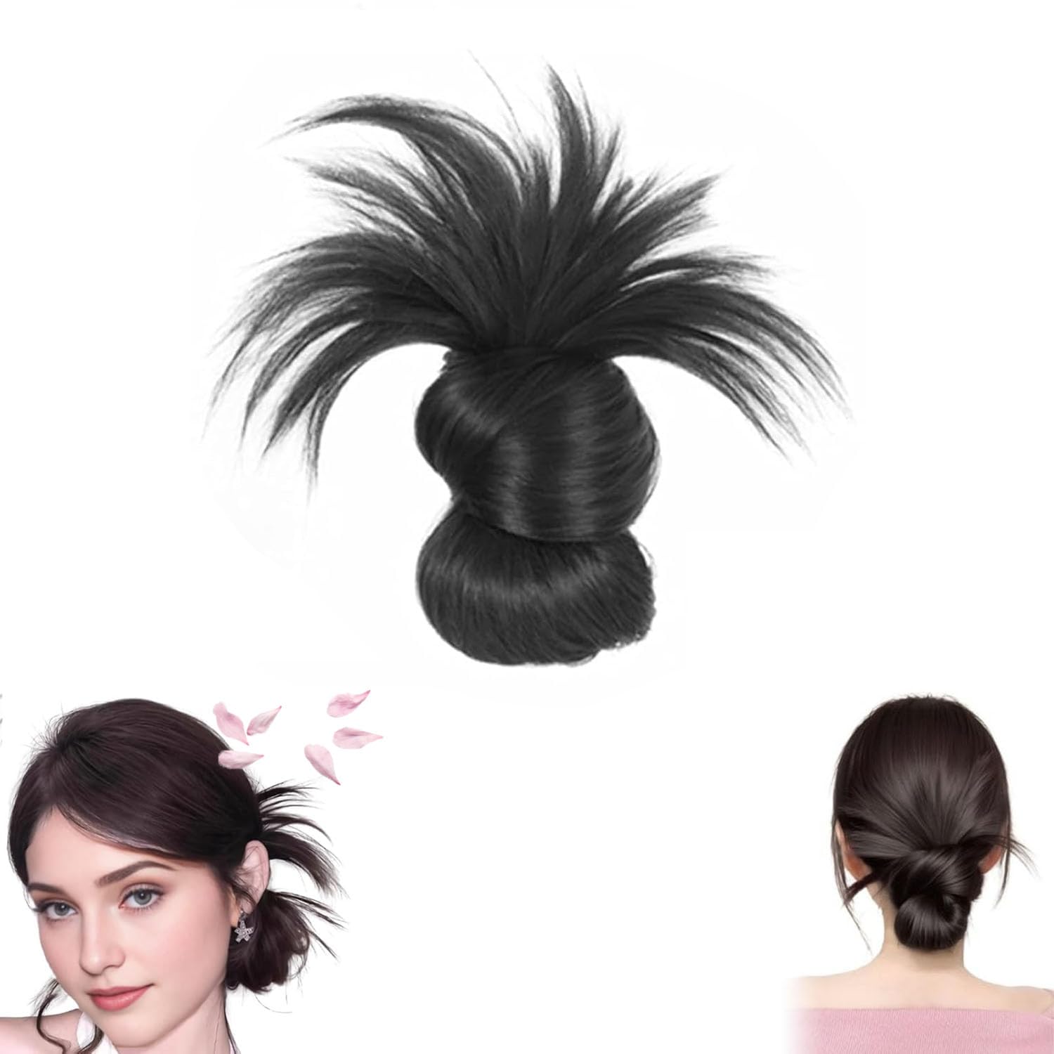 Clip-On Feathered Bun Hair Pieces 2pcs Set Amazon.com : Clip-On Feathered Bun Wig, Messy Bun Hair Piece  main image 4