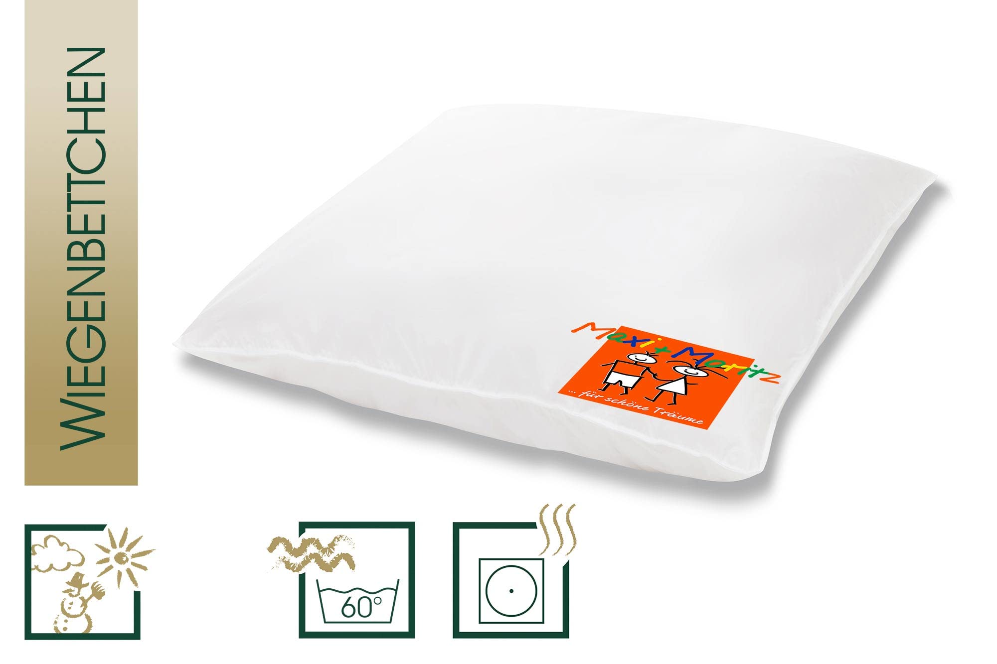 Maxi und Moritz Kinderwagenkissen 80x80 cm Babydecke 100% Baumwolle Daunen Federn Allergiker geeignet