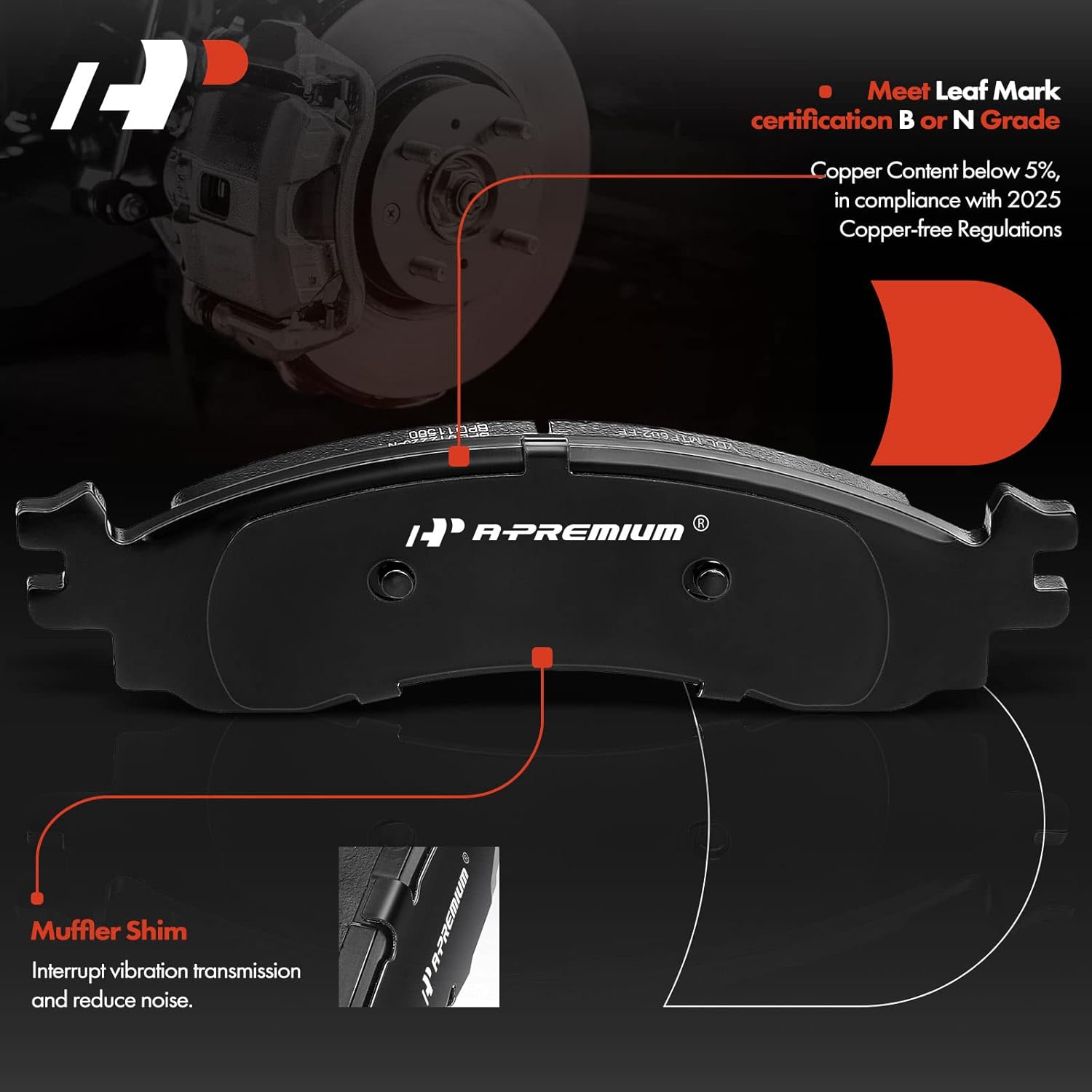 A-Premium Front Ceramic Brake Pads Set Compatible with Ford and Mercury Models - Explorer/Mountaineer 2006-2010, Explorer Sport Trac 2007-2010, Taurus 2010-2012, with Hardware, 4-Pack