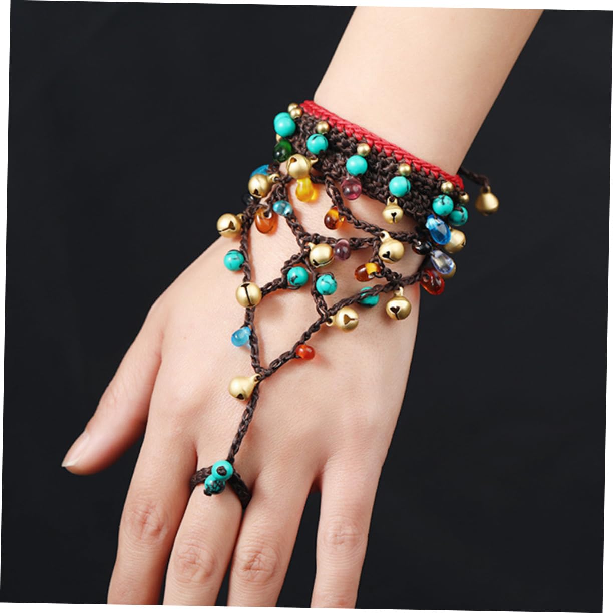 2piezas Bohemian Style Braided Finger Bracelet for Women Unique Wrist Chain Fashion Accessory for Daily Wear and Travel