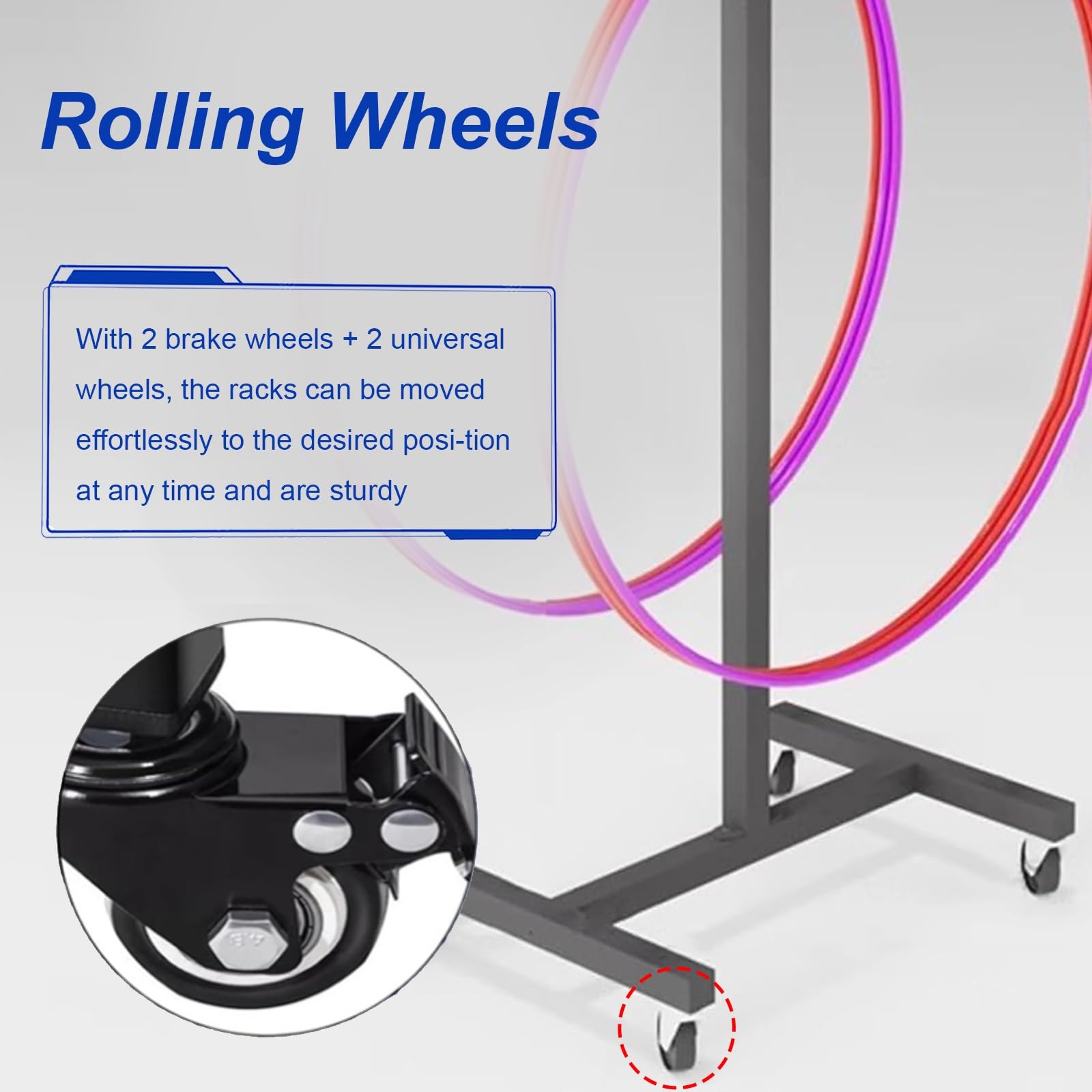 Supporto per Hula Hoop Nero, espositore per Cerchio di agilità Commerciale per Palestra/Club di Ginnastica/Campo di Allenamento/Negozio di Vendita, Grande Supporto p,