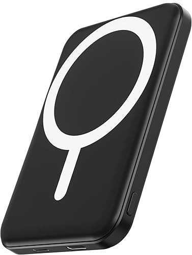 podoru - Banco de energía Magsafe, 5000 mAh, magnético, con cable tipo C 20 W PD, carga rápida entrada Lighting, cargador portátil inalámbrico para