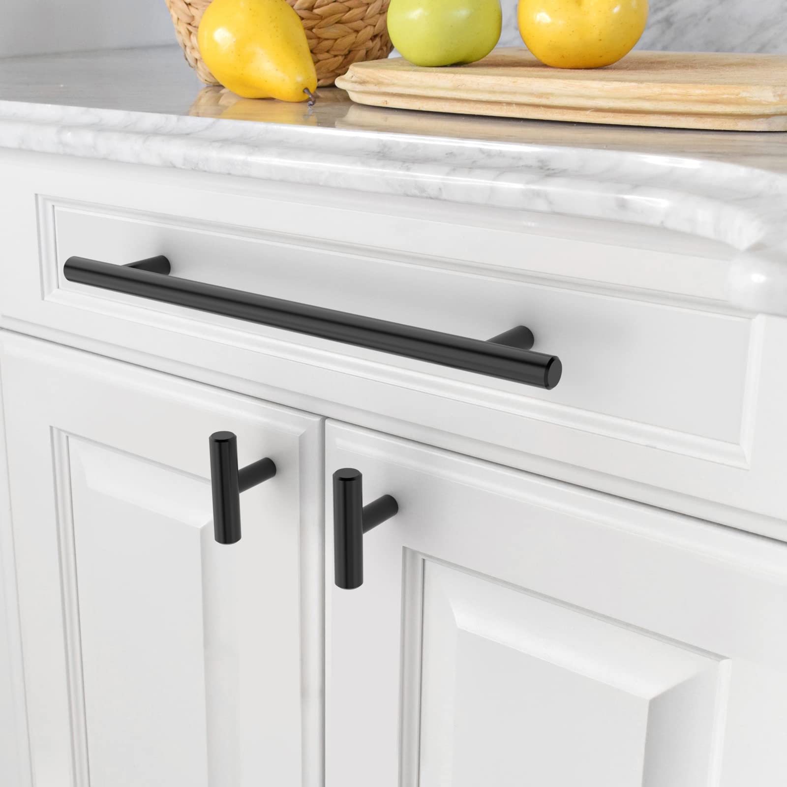 Amerdeco 10 pezzi Maniglie per Mobili da Cucina Nero Maniglie cucina Distanza fori 192 mm armadietti in acciaio inossidabile per mobili da cucina Decorazioni per la casa