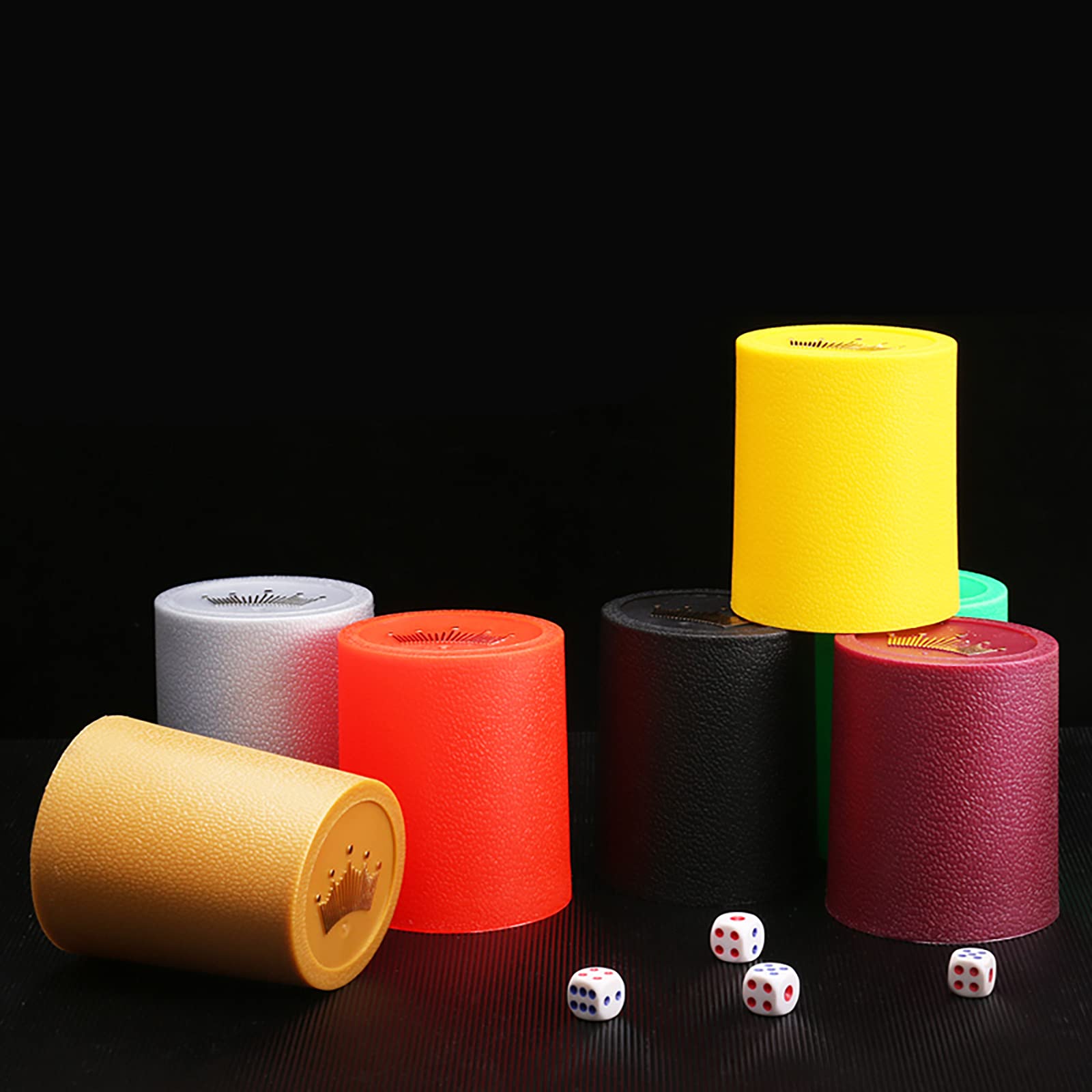 10 Sets Würfelbecher Würfelbecher Würfelbecher Würfelbecher Reisegeschenk Kronen-Design Goldener Kunststoff inkl. 10 Becher und 60 Würfel