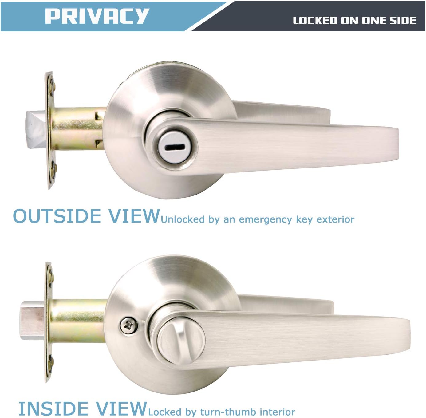 Flash Sale Buy 1 get 1 Satin Nickel Door Handle Sets Privacy Door Knob Leverset Heavy Duty, Round Privacy Door Levers Bedroom Bathroom Interior Door Handles, Keyless Interior Door Handleset-6 Paack