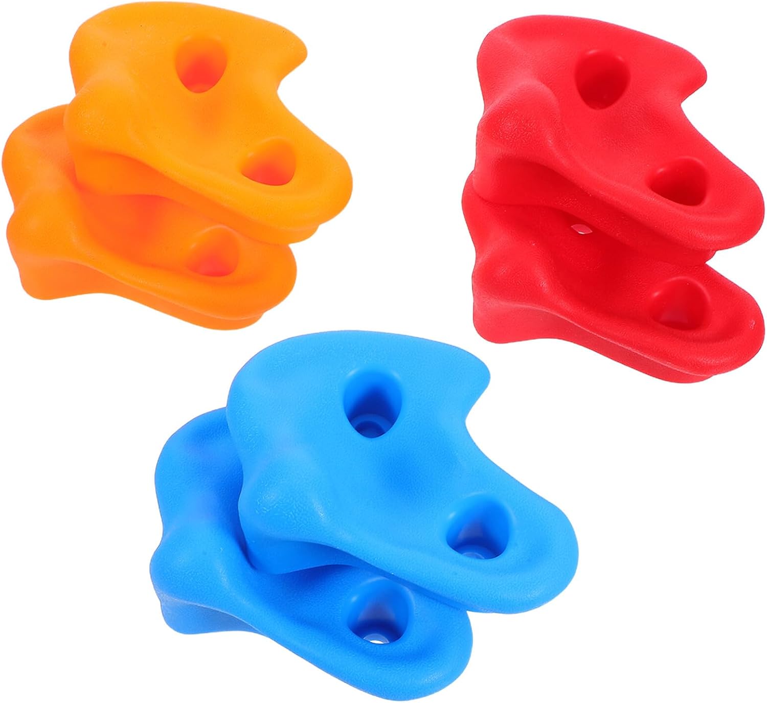 6pcs Climbing Wall Holds Kit, Thickened Indoor Outdoor Playground Climbing Rock Attachments with Blue Red Orange Grips for Home and Sports Play Sets