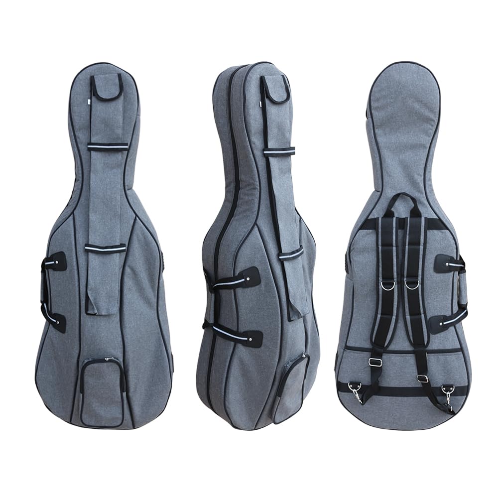 Custodia per violoncello 4/4 per violoncelli elettrici classici, resistente, impermeabile, con cinghie, imbottitura in schiuma ad alta densità, fodera in velluto, tasche in colofonia per