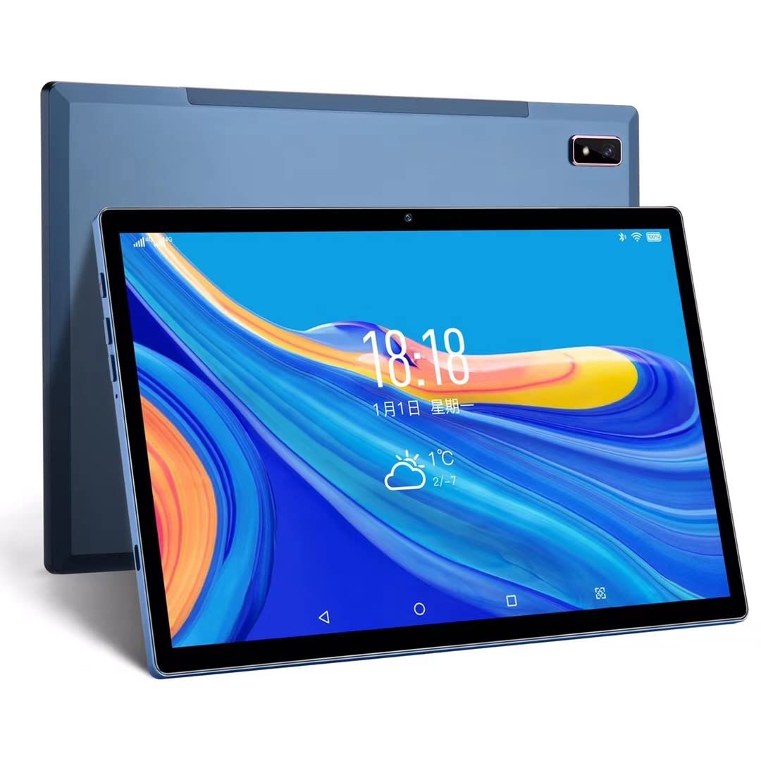 Android 10.0 OS Tablet 10 inch 4G LTE 5G WiFi Unlocked Tablet with SIM 4GB RAM 64GB ROM Octa core processor Camera support Netflix Youtube Phone call blue
