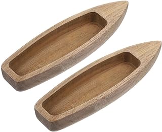 ABOOFAN Wooden Boat Model 5.8 Inch Miniature Canoe Decor Rustic Unfinished Woodcraft for Home Office Desktop Decoration