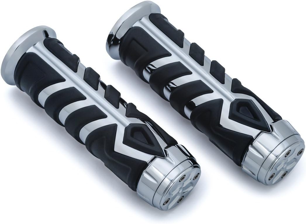 Kuryakyn 5635 Motorcycle Handlebar Accessory: Spear Grips with Rubber Inserts and End Caps for 2014-17 Indian Motorcycles, Chrome, 1 Pair