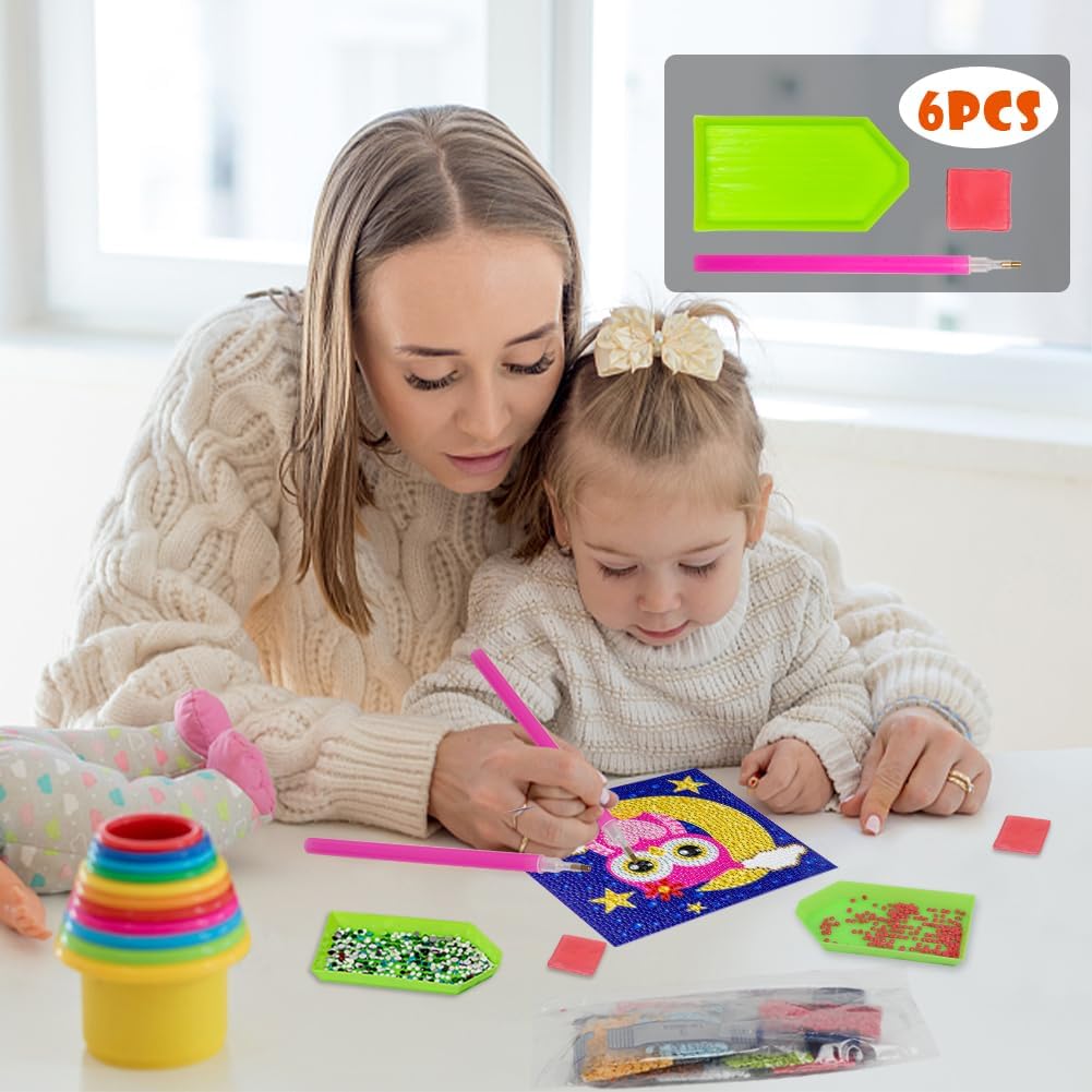 5D Diamond Art Kits for Kids Beginners Easy Kits Arts and Crafts for Kids Ages 8-12 Diamond Art Craft Set for Home Wall Decor (6 Pack L)