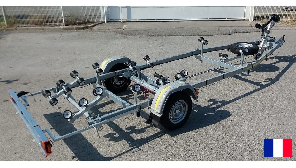 Remorque Porte Bateau Simple essieu avec Frein PTC 1600 kg, avec Livraison à Domicile par Transporteur privé. Uniquement France METROPOLITAINE.