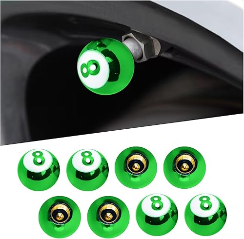 8 tapas para válvulas de neumáticos de automóvil, cubiertas de vástago de válvula de rueda de bola de 8 bolas con anillo de goma, tapones antipolvo