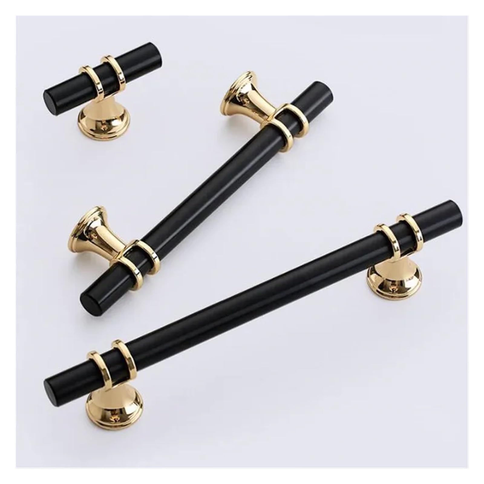 15 STÜCKE Moderne Zinklegierung Schwarz Gold Türgriffe Küchenschrank Griffe TüRknöPfe FüR Schublade(Black Gold 160mm)