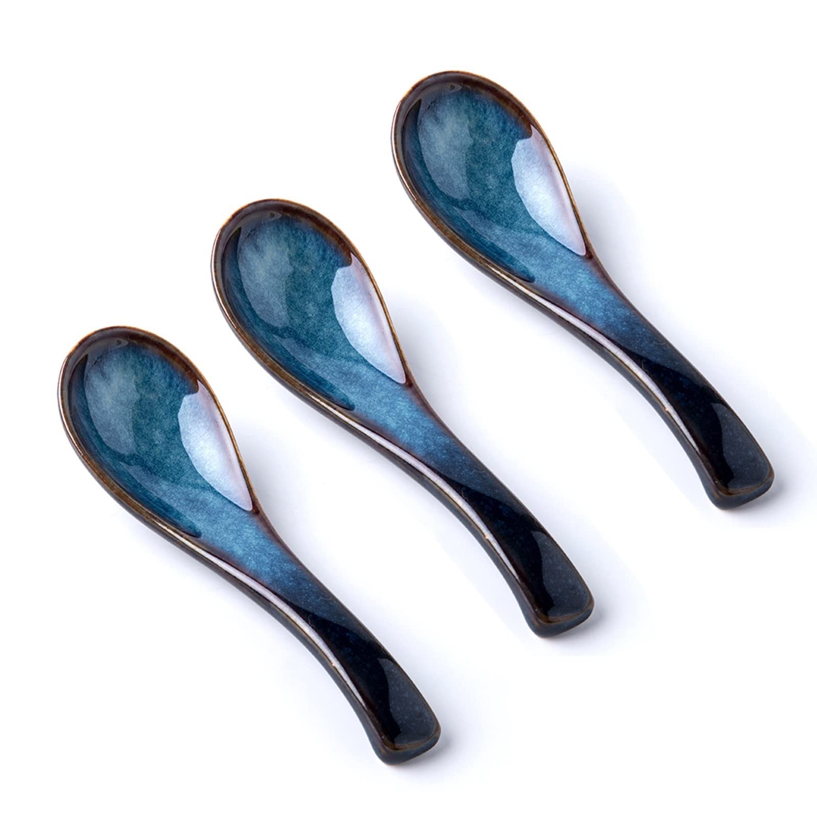 Cucchiai Cucchiai da Minestra Cucchiai da dessert Cucchiaio in ceramica Cucchiaio in porcellana smaltata spessa Cucchiaio cinese Cucchiaio blu Cucchiaio da cucina for la casa e il ristorante Cucchiai