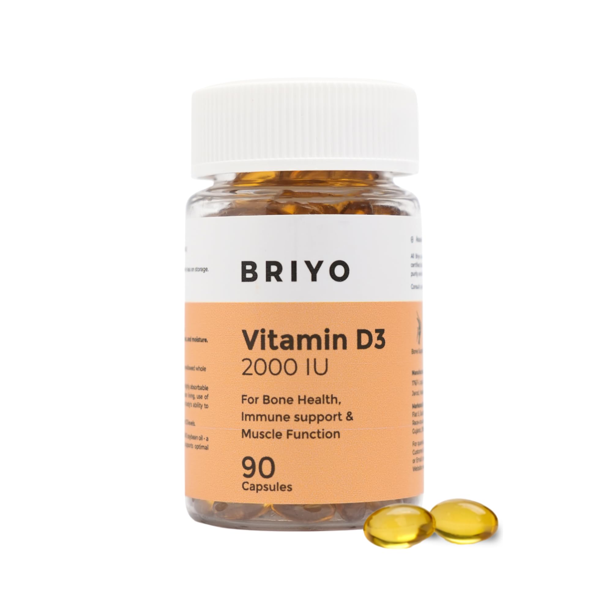 Briyosis Briyo Vitamin D3 2000 IU - 90 Softgels - For Bone Health, Mus