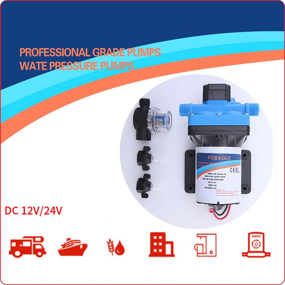 Mikromembranpumpe, elektrische Booster Hochdruck Selbstansaugende Wasserpumpe für Yacht Boot Marine RV Wohnwagen 11,3L/MIN (12V)