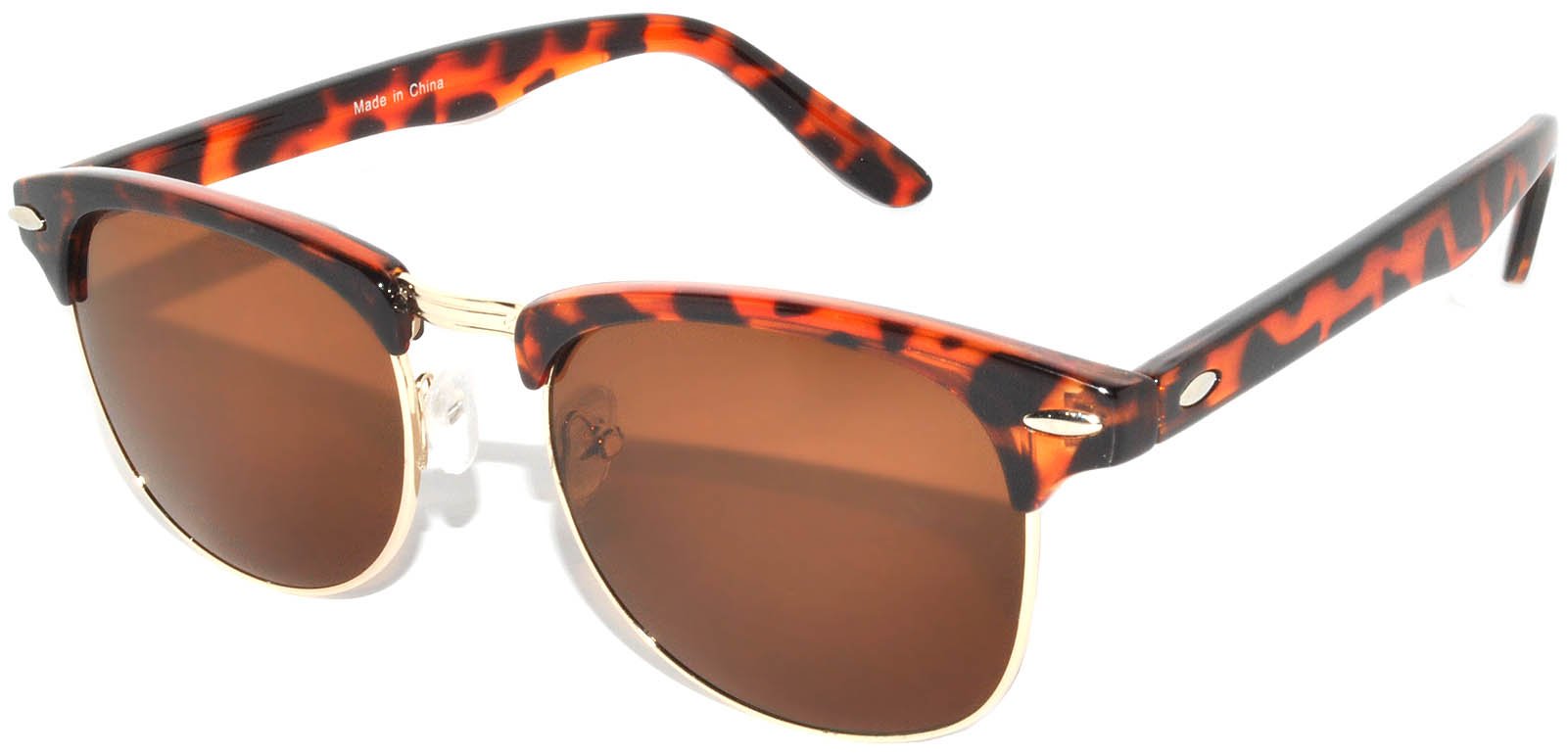 OWL Retro Style Half Frame Sunglasses Metal Frame Smoke and Clear Lens
