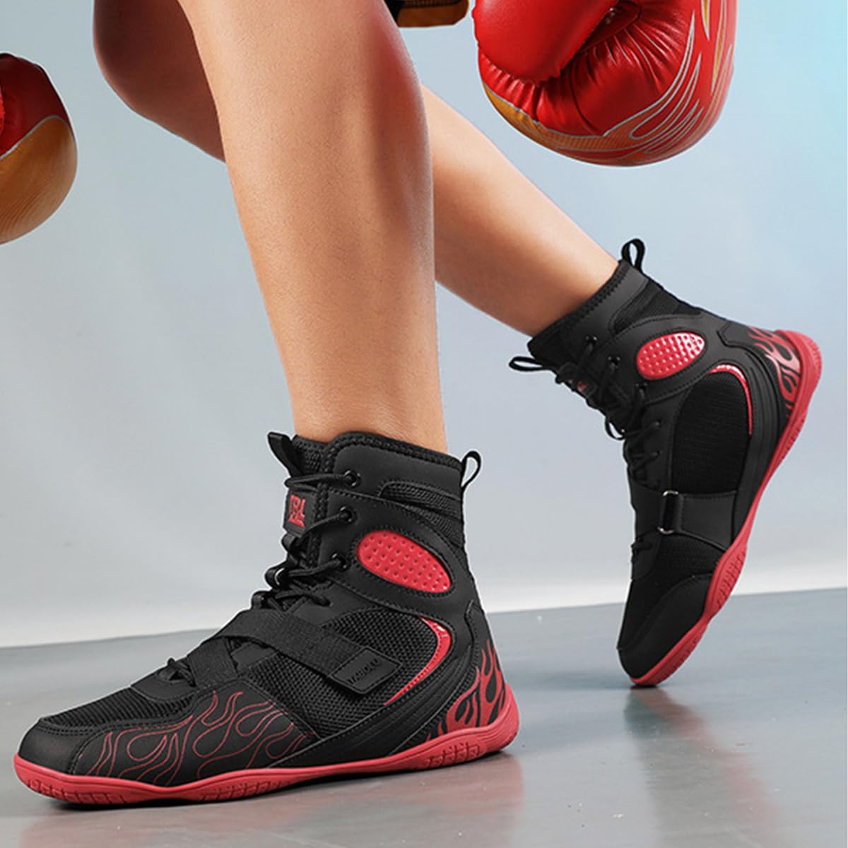 Botas De Boxeo para Hombres Mujeres Zapatos De Lucha Altas Respirables, Tiene Friccion, para Deportes, Combate, Wrestling