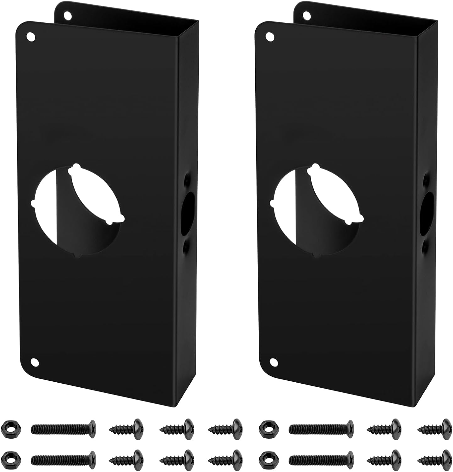U 9585 Stainless Steel Door Lock Reinforcement Plate Black - 1-3/8 in. Thick Doors (Stainless Steel Finish) 2 Pack