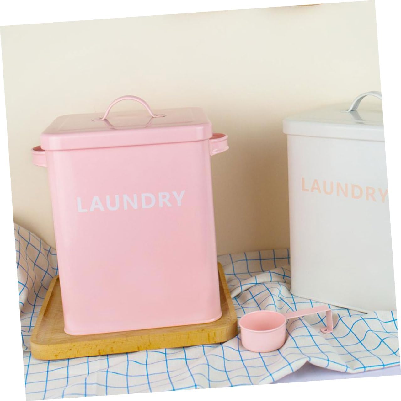 Pet Food Storage Container with Lid Large Capacity Sealed Food Barrel Pink Metal with Measuring Cup