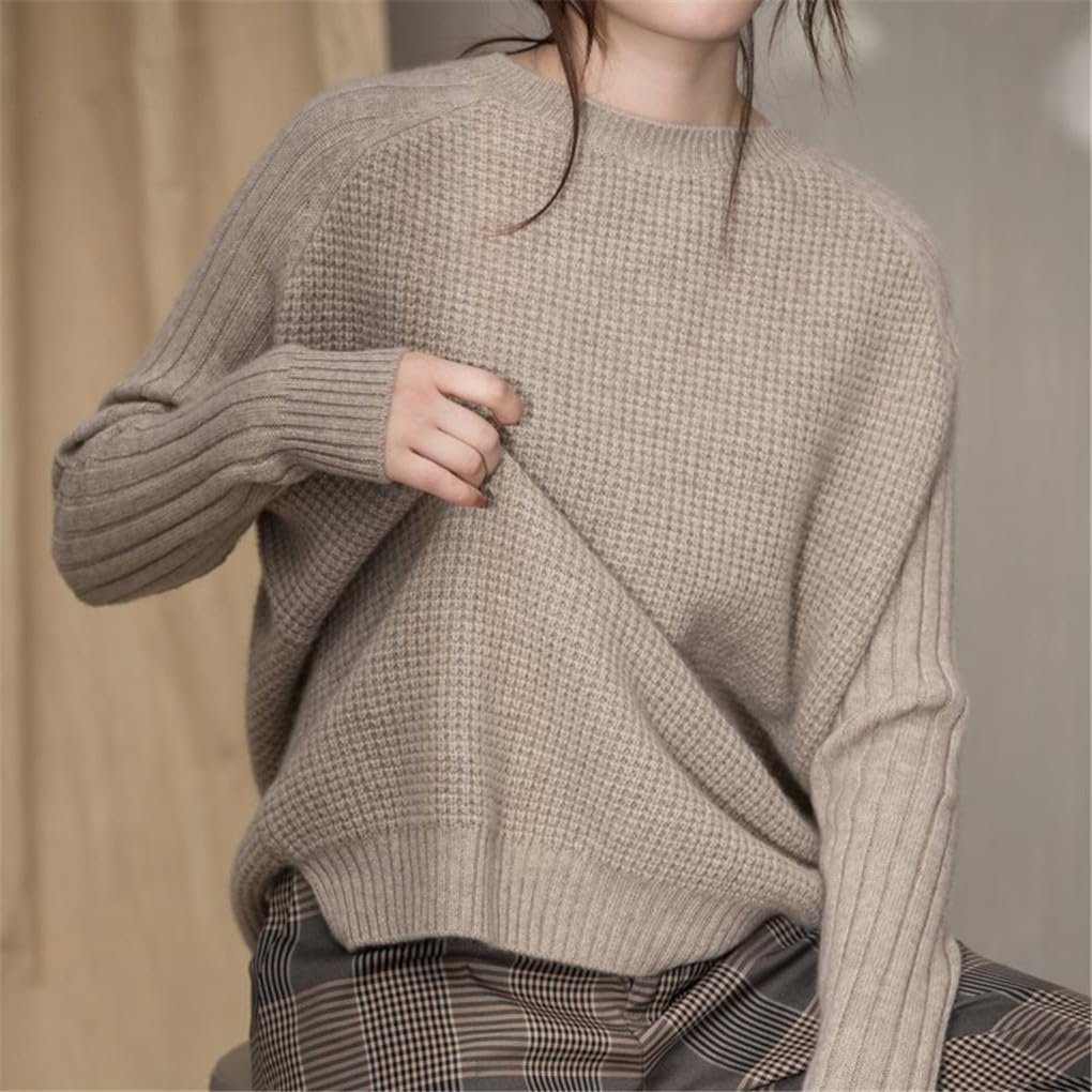 Suvoiier Maglione da Donna in Lana di Cashmere Lavorato A Maglia Dolcevita Allentato A Collo Alto da Donna