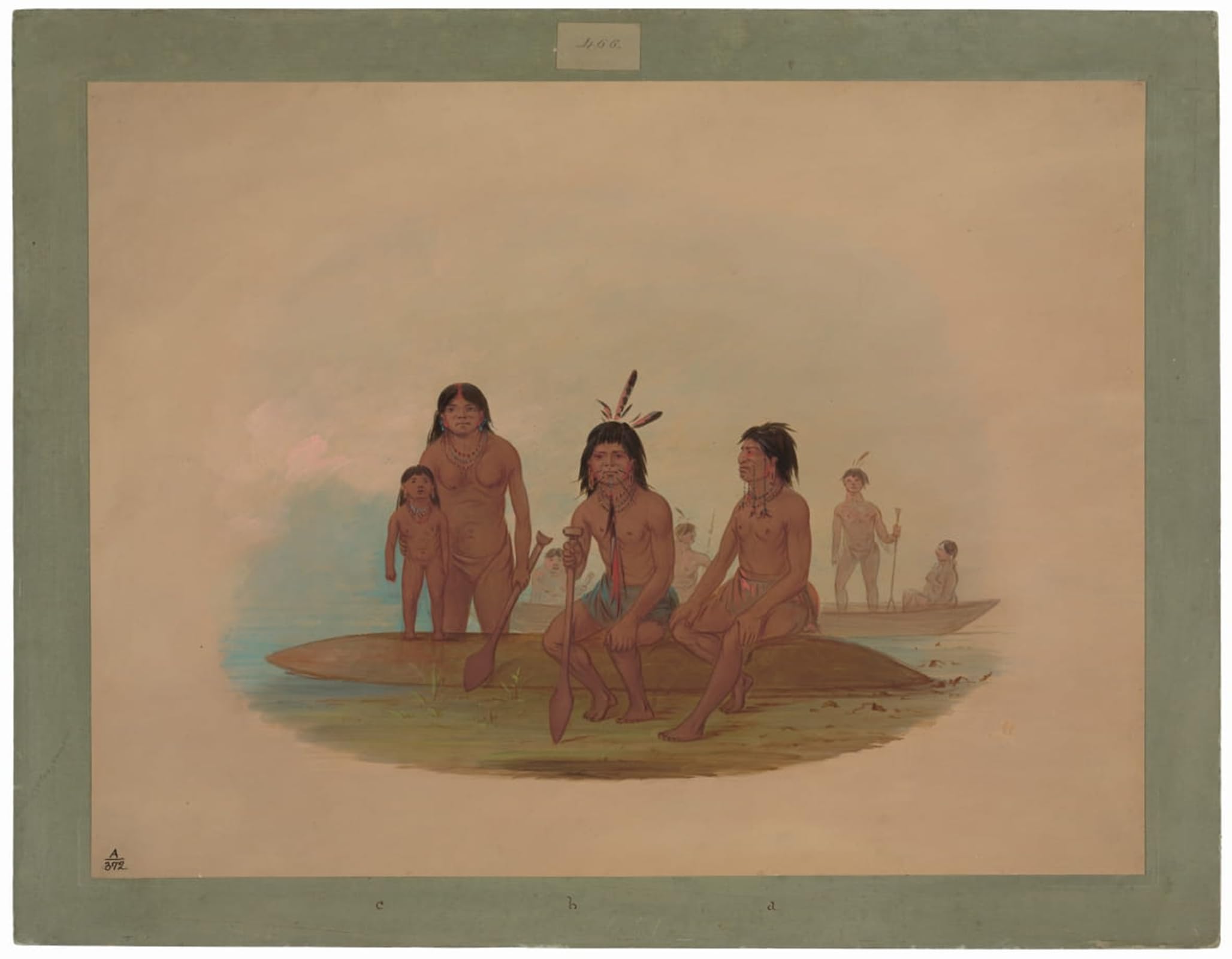ARTXLXXBN Famous Painting Canvas Artwork Graffiti Print Marahua Indians by George Catlin Portrait Canvas Image for Home Decor 60x90cm