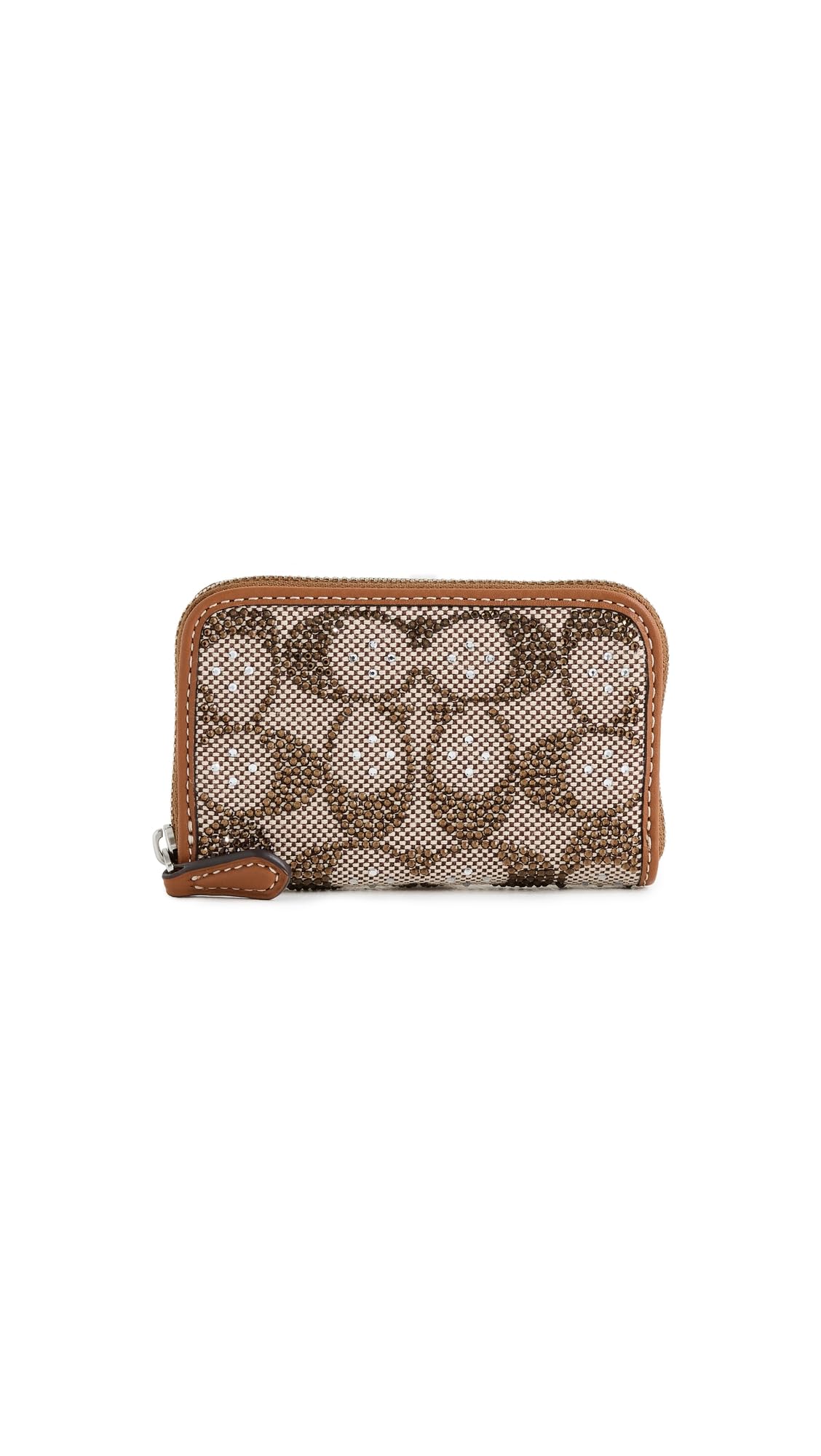 Coach Womens Crystal Signature Jacquard Small Zip Around Card Case
