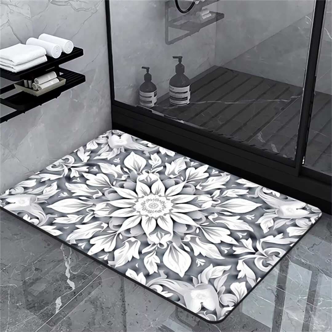 Badezimmerteppich Badteppich Groß 140x200cm Absorbierender Schnelltrocknend Badvorleger Badematten SaugfäHig Waschbar Badematte Mandala Bath Bathroom Mat, Teppich Badezimmer Matte Bad Teppich Gross