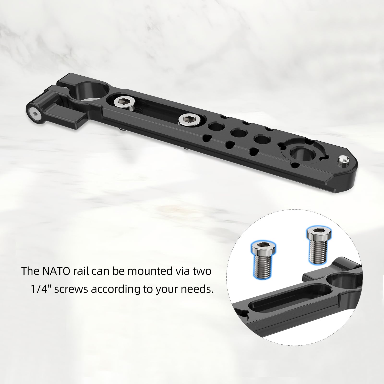 CGPro NATO Rail With 15mm Rod Clamp To M6 ARRI Rosette Mount