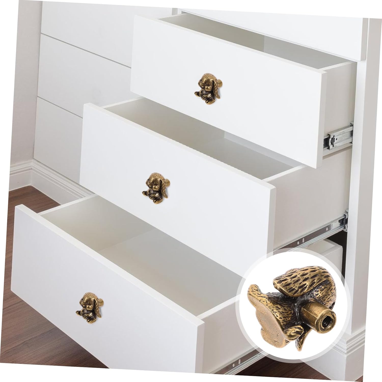 ARTIBETTER Brass Rabbit Cabinet Knob 1.1 Inch Cute Drooping Ear Drawer Pull for Kitchen Dresser Wardrobe