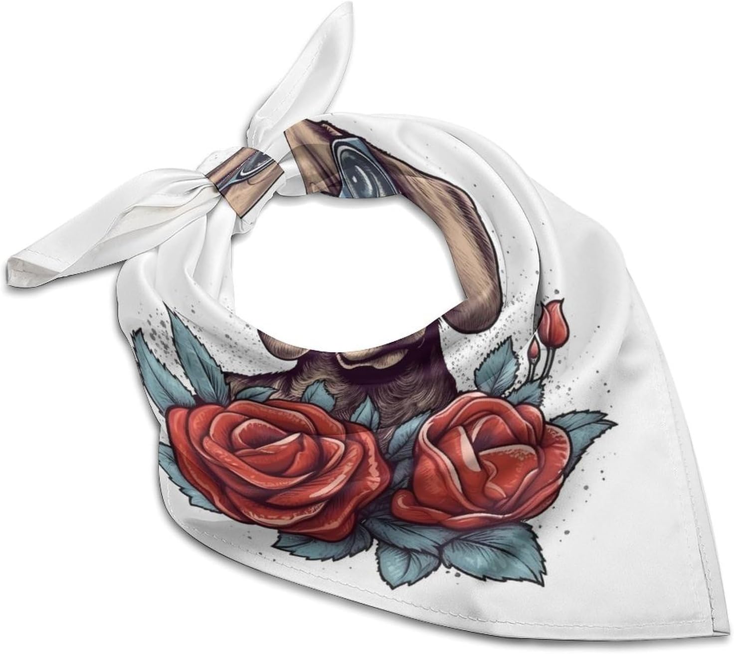 Square Kerchief Bandanas Silky Touch Head Scarf Dog Wearing Glasses Mask Scarf for Men & Women