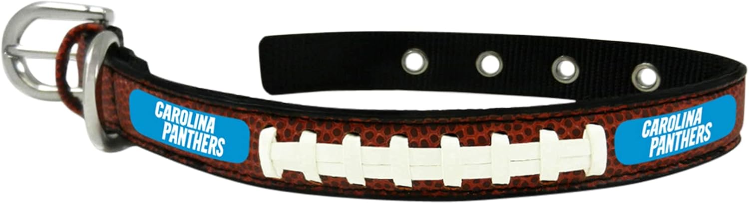 Carolina Panthers Classic Leather Football Collar, Small
