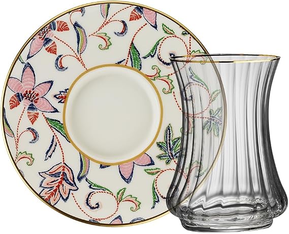 Sandro Moreno 1453 Pattern Rain Optical 12 Piece Six Person Tea Set 110 ml