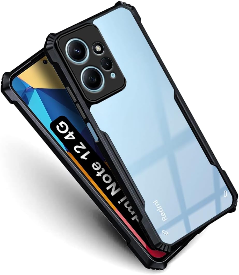 FashionuryTPU+Plastic Soft Clear Back Cover Redmi Note 12 4G for Shockproof Design | Camera Protection Bumper Case Cover for Redmi Note 12 4G (Bumper)