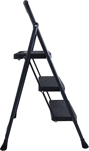 Miniatura 9 de Elevon Taburete plegable con pedal antideslizante ancho, escalera de acero resistente de 330 libras, 2 escalones