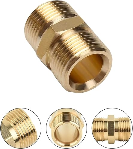 Miniatura 5 de Adaptador de manguera de lavado a presión de 2 piezas, ajuste recto, adaptador de manguera M22 macho a macho, orificio de 0.591 in, accesorios de