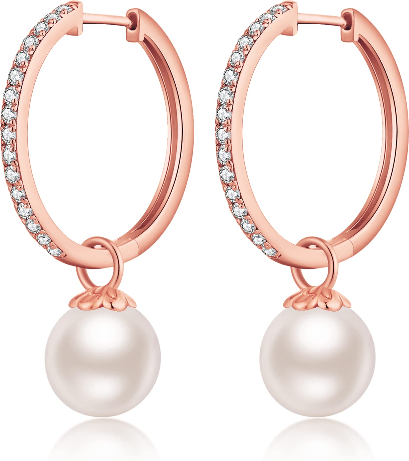 Boucles d'oreilles perle argent 925 anti-perte avec fermoir leverback sûr