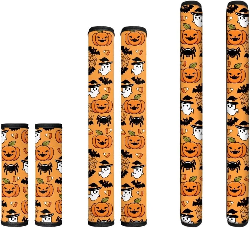 Biyejit Halloween Refrigerator Door Handle Covers Set of 6, Ghost Pumpkin Spider Webs Refrigerator Handle Covers Antiskid Kitchen Appliance Protector for Fridge Oven Dishwasher