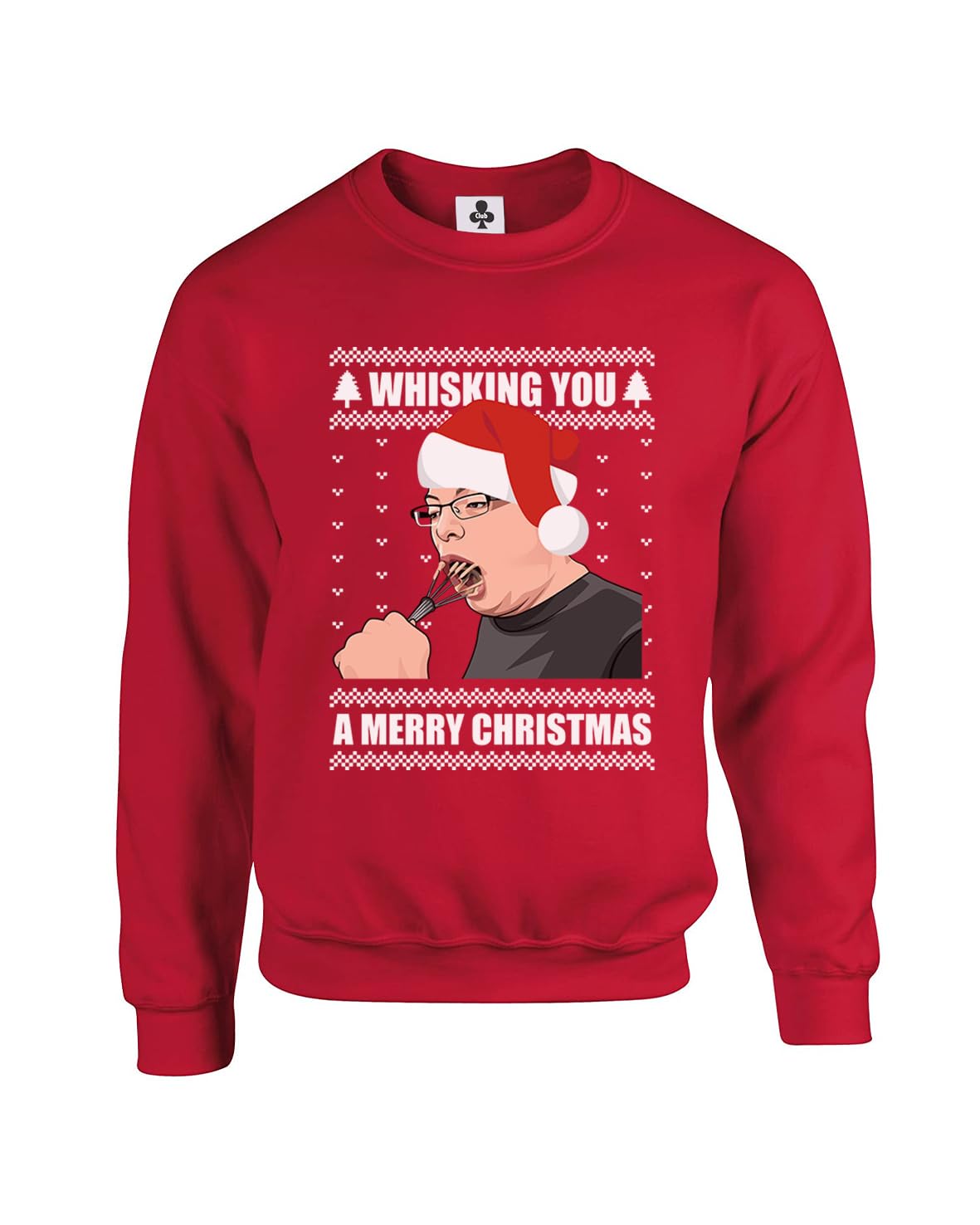 New Spirit Original Unisex Red Whisking You A Merry Christmas, Xmas Festive Iconic Meme Novelty Silly Joke Ugly Weird Funny Adults Sweatshirt Jumper