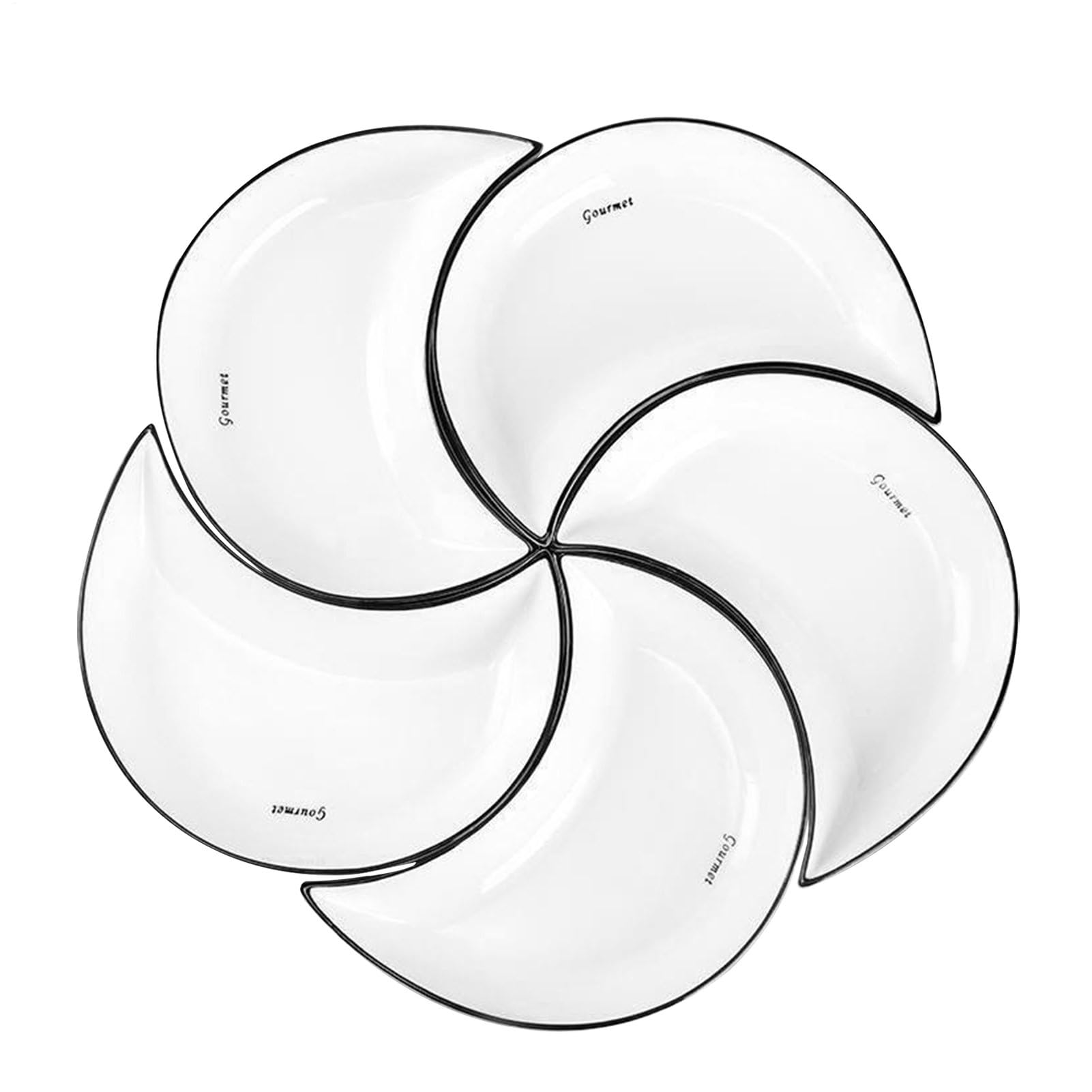 Platos llanos de cerámica, platos de cerámica, platos fríos en forma de luna, platos para salsa, platos para aperitivos, platos para el hogar, platos de salsa, platos de cerámica (5 unidades) | luna, platos para salsa, platos para aperitivos, platos para