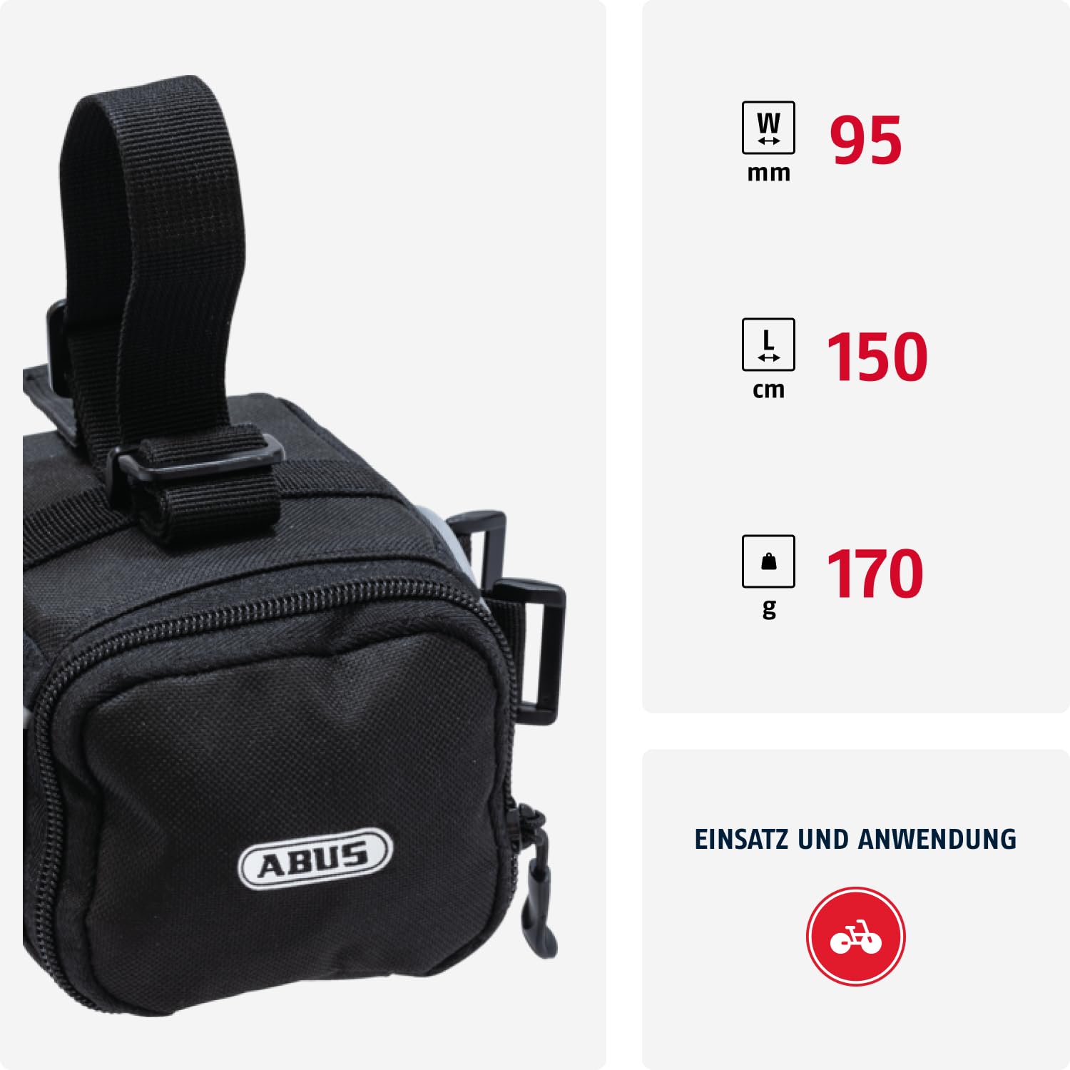 ABUS Satteltasche ST 5050 - Flexible Fahrrad-Satteltasche aus wasserabweisendem Material - Öffnung seitlich nach Links oder rechts - mit Klettbefestigung